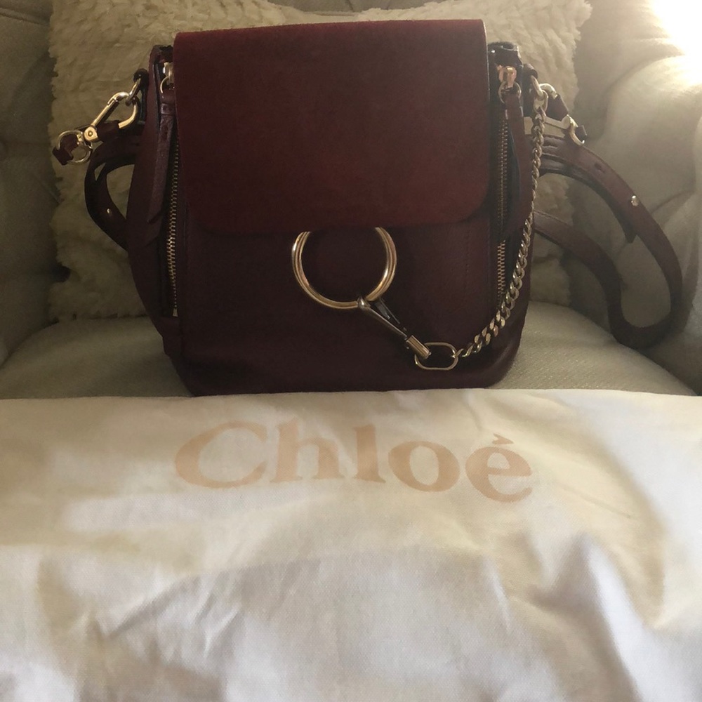 Chloe Small Backpack in Red/ Maroon
